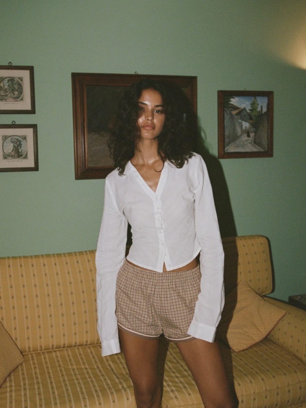 With Jean White Button Lyla Shirt L